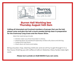 Burren Junction Working Bee at School of Arts Hall